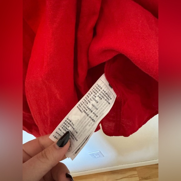 NEW Abercrombie Linen Blend Wrap Dress Angel Sleeve Size XL Petite Red NWOT - Picture 8 of 9